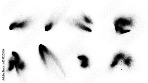 Black powder splashes isolated on white