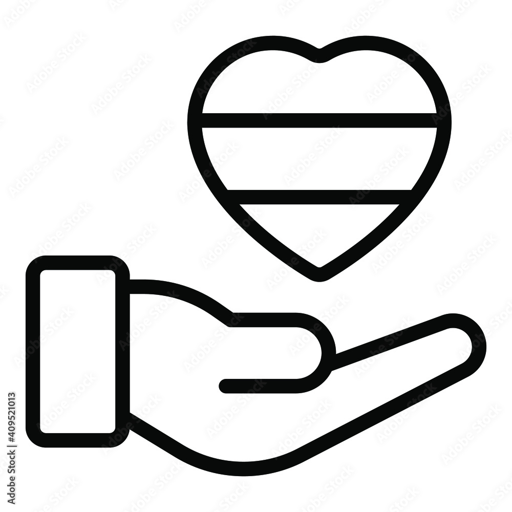 heart on hand vector line icon isolated, Indian republic day icon. heart on hand vector line icon isolated, Indian republic day icon.