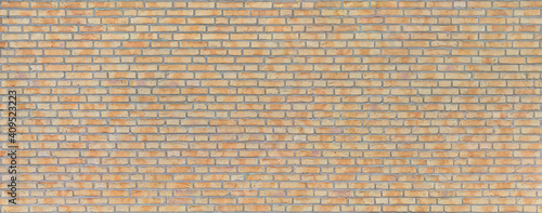 Beautiful yellow perfect brick wall, detai, in panorama format.