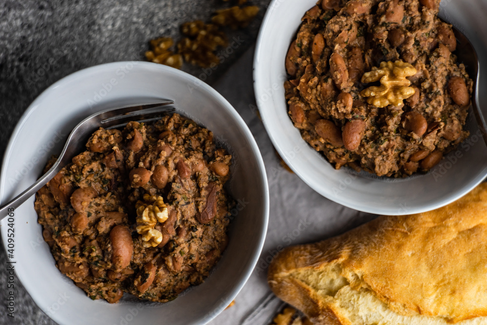 Traditional georgian bean dish - lobio with walnut Traditional georgian bean dish - lobio with walnut