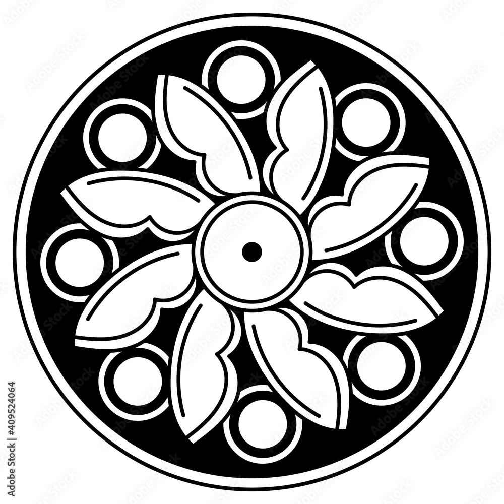 Black and white circle with patterns Black and white circle with patterns
