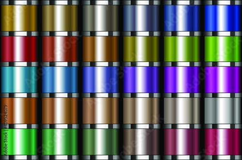 Vector illustration of colorful automotive metallic paint palette
