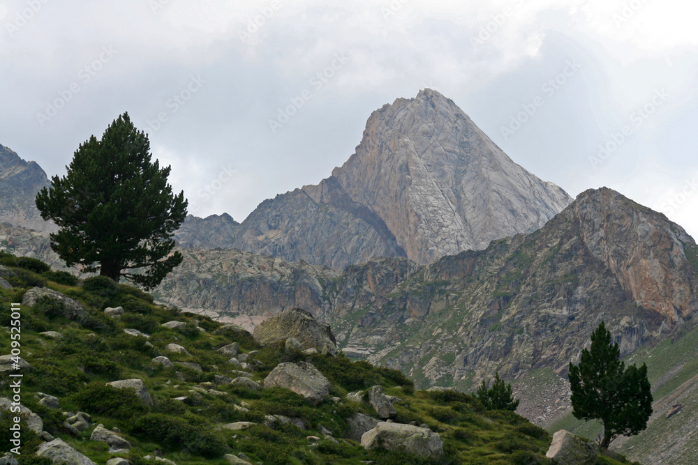 Mount Maladeta at the Pico de Aneto road in Pyrenees, Spain.