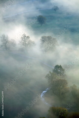 Autumn landscape of Mures Valley, Romania, Europe