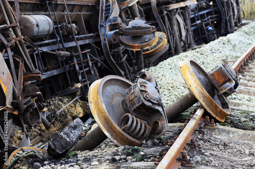 Site of a train derailed accident photo