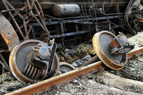Tableau sur toile Site of a train derailed accident