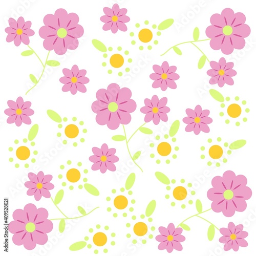 Illustration pattern pink flowers and background for fashion design or other products.
