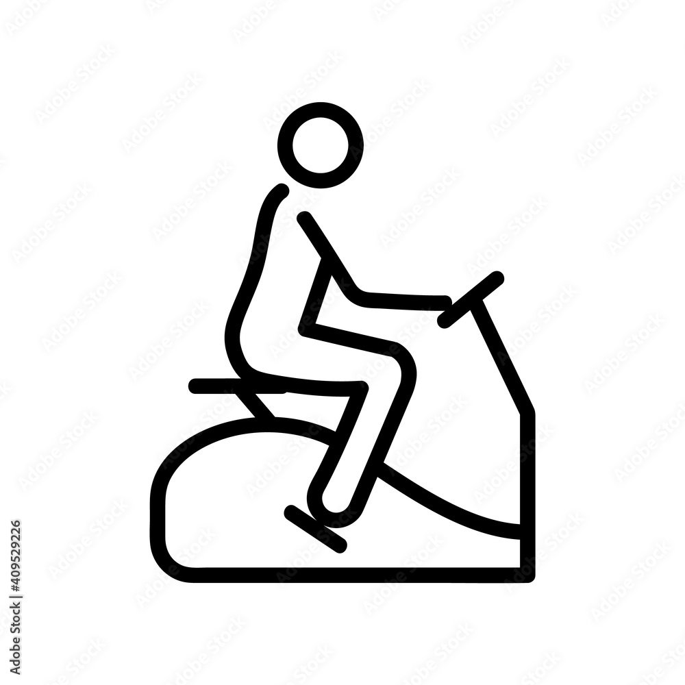 Exercise bike flat icon. Pictogram for web. Line stroke. Suitcase isolated on white background. Vector eps10 Exercise bike flat icon. Pictogram for web. Line stroke. Suitcase isolated on white background. Vector eps10