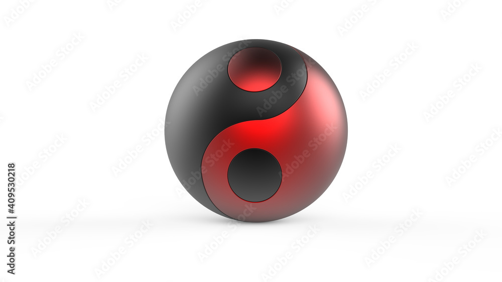 Red black Yin & Yang 3d Symbol. Stock image. Red black Yin & Yang 3d Symbol. Stock image.