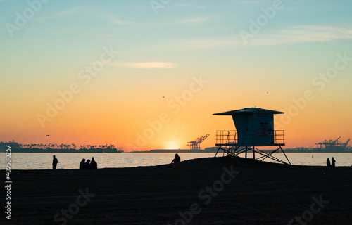 Belmont shore beach sunset view
