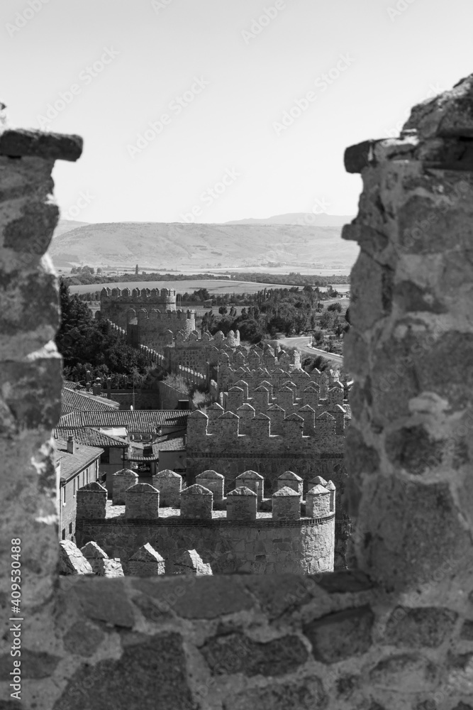 Avila’s rampart wall in black and white Avila’s rampart wall in black and white