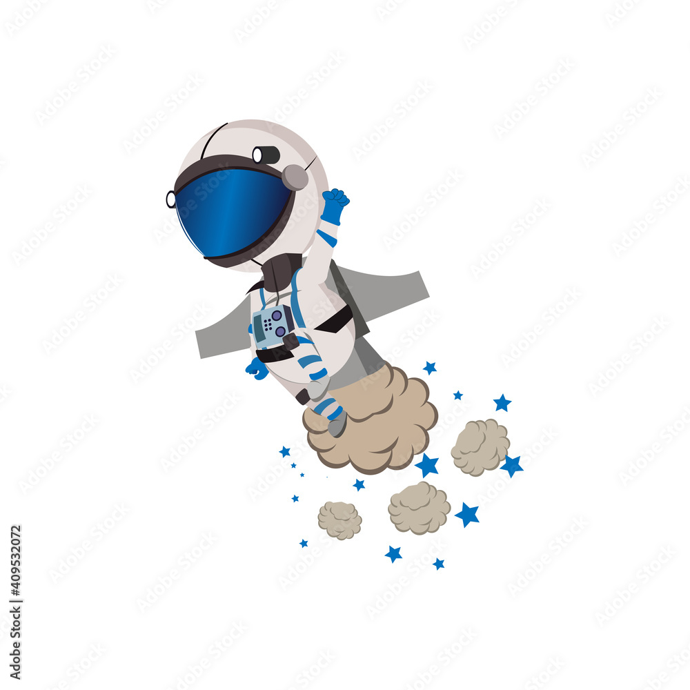 Isolated cartoon of an astronaut flying - Vectort Isolated cartoon of an astronaut flying - Vectort