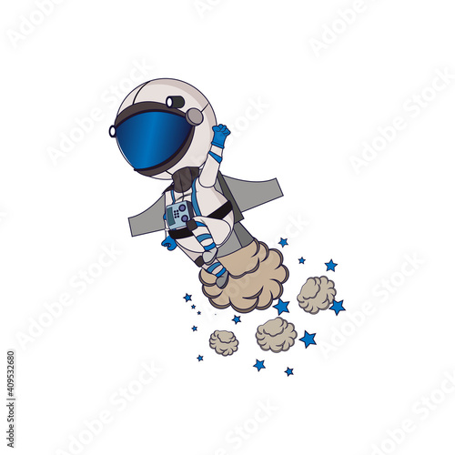 Isolated cartoon of an astronaut flying - Vectort