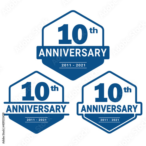 10 years anniversary celebration logotype. 10th anniversary logo collection. Set of anniversary design template. Vector and illustration. 