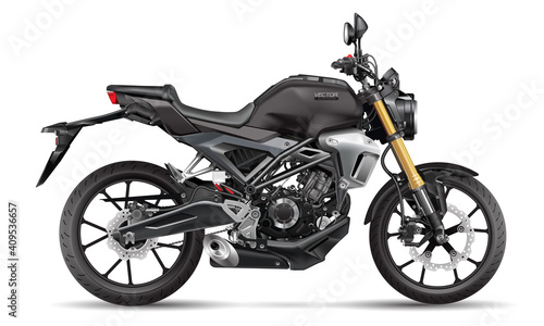Stampa su tela Realistic motorcycle big bike design on white background transportation 
 vector illustration