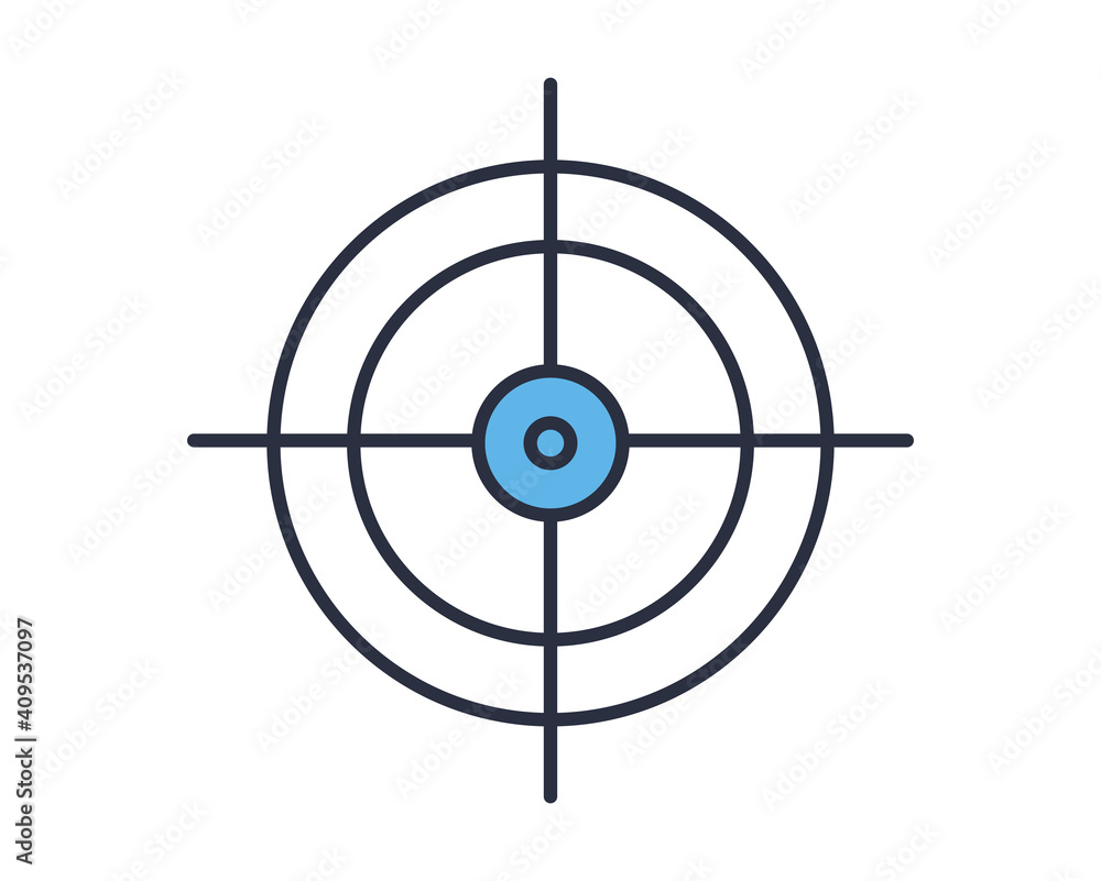 Target line icon. Targeting marketing strategy symbol. Target with arrows sign. Quality design element.  Flat style vector illustration.