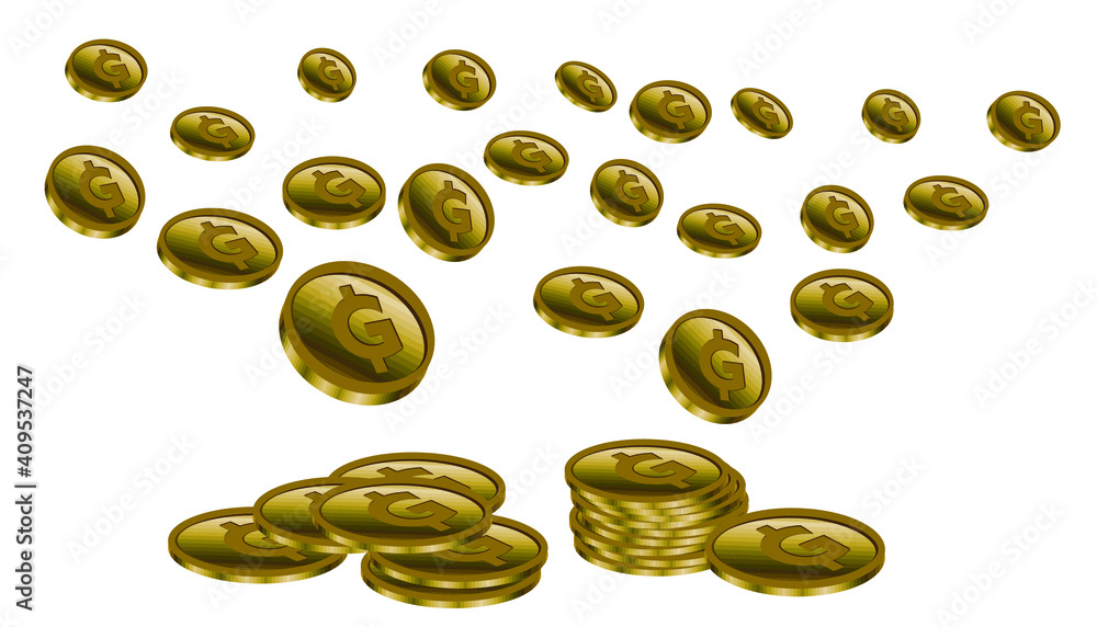 Illustration of gold coins, Isolated Illustration of gold coins, Isolated