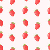 Strawberry hand drawn seamless vector pattern