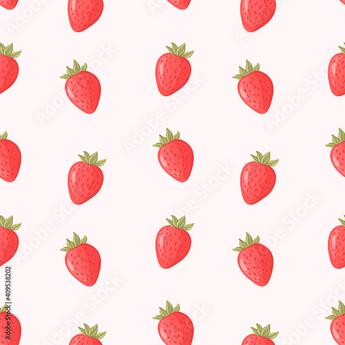 Fototapeta Naklejka Na Ścianę i Meble -  Strawberry hand drawn seamless vector pattern