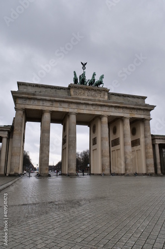 Empty Brandeburger Tor in Berlin, Germany due to the Covid-19 Pandemic Lockdown