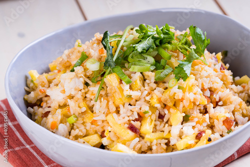 delicious homemade  pineapple fried rice 