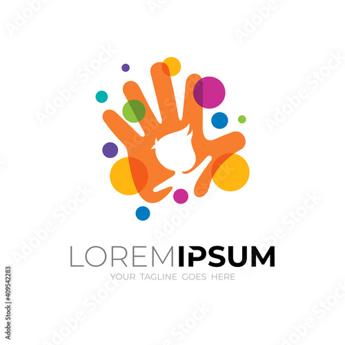 Kids logo with people hand design charity , babble colorful icons