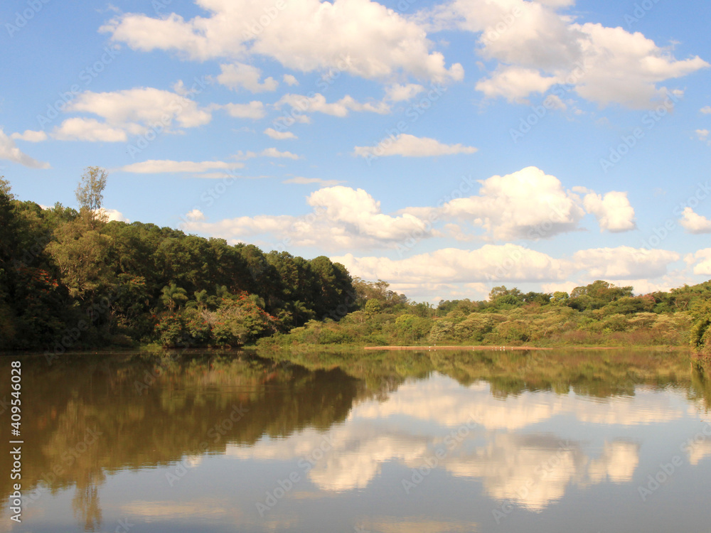 beautiful lake and sky in the park