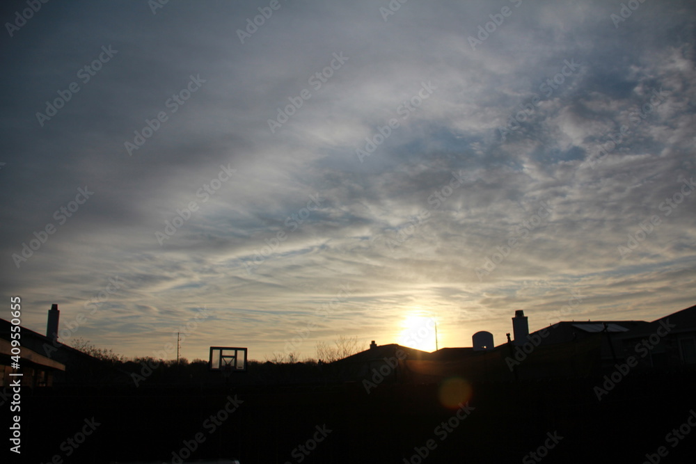 Sunrise at the backyard on a cloudy day