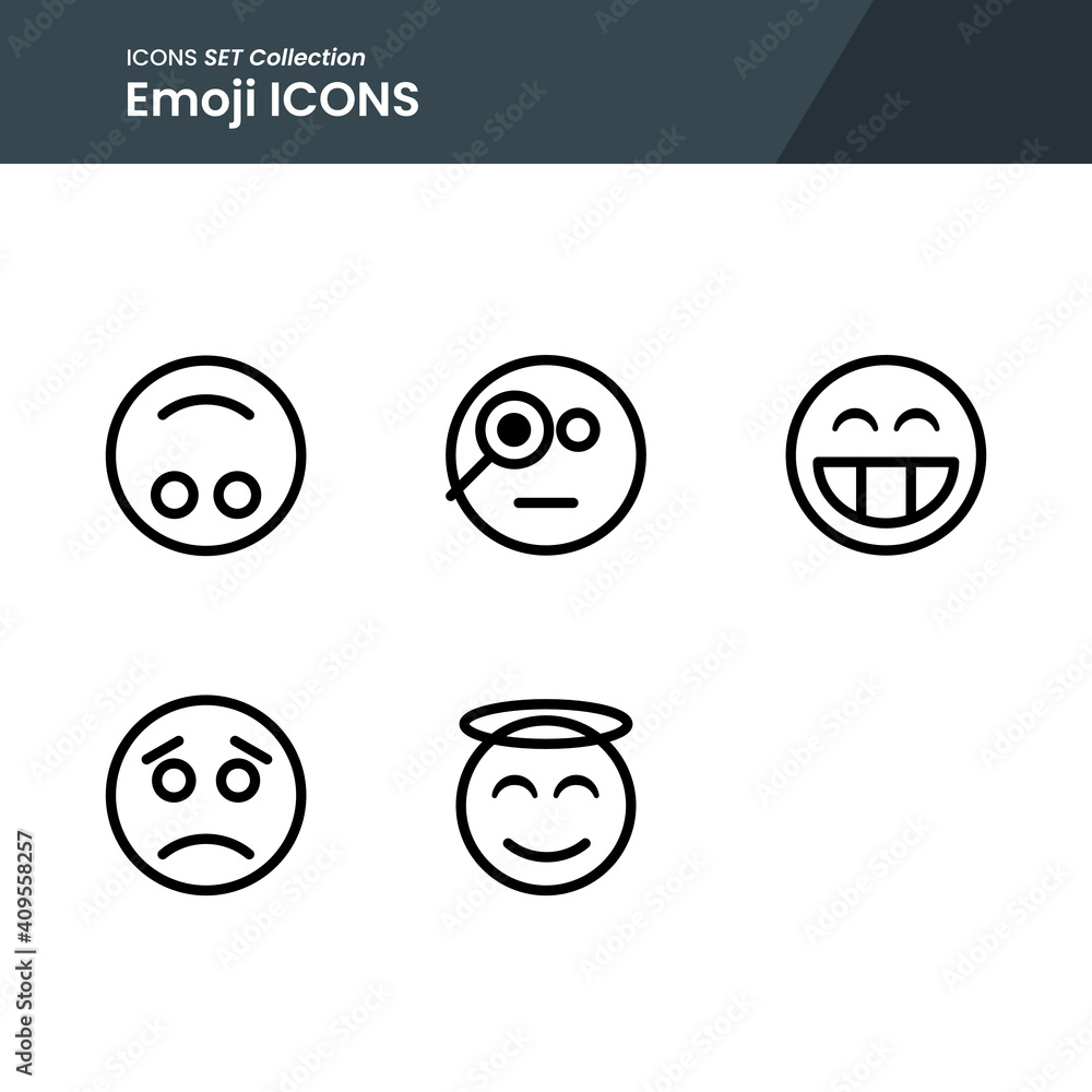 icons set of emoji zoom, laugh, angel and many more with outline vector style. perfect use for web pattern design etc. icons set of emoji zoom, laugh, angel and many more with outline vector style. perfect use for web pattern design etc.