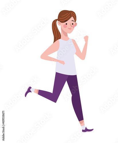 woman running character healthy lifestyle