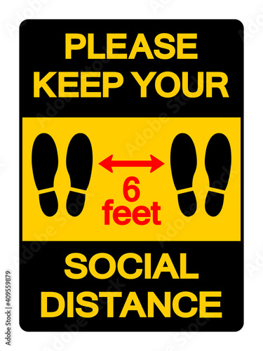 Please Keep Your Social Distance 6feet Symbol, Vector  Illustration, Isolated On White Background Label. EPS10