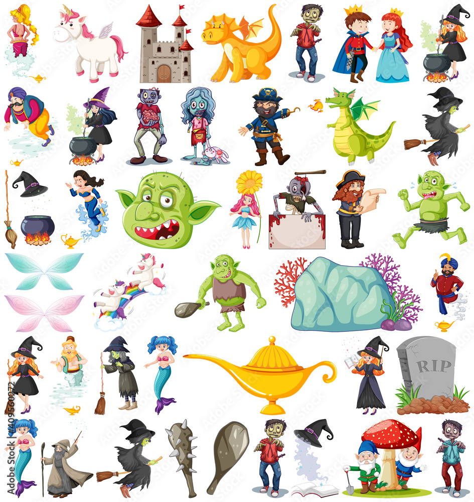 Fototapeta premium Set of fairy tale cartoon character