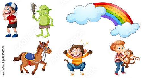 Set of different nursery rhyme character isolated on white background