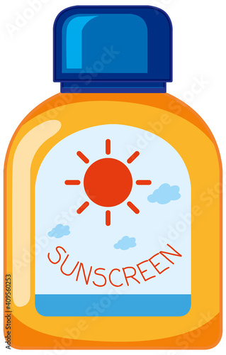 A bottle of sunscreen on white background