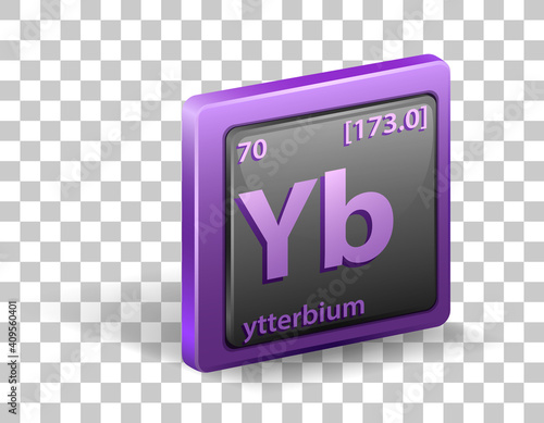 Ytterbium chemical element. Chemical symbol with atomic number and atomic mass.