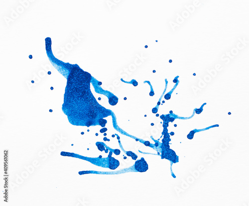 Blue watercolor splashes on the white background