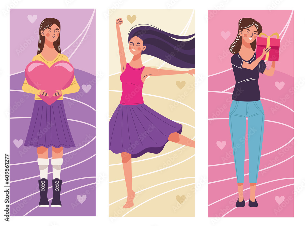 group of three beautiful young women celebrating group of three beautiful young women celebrating