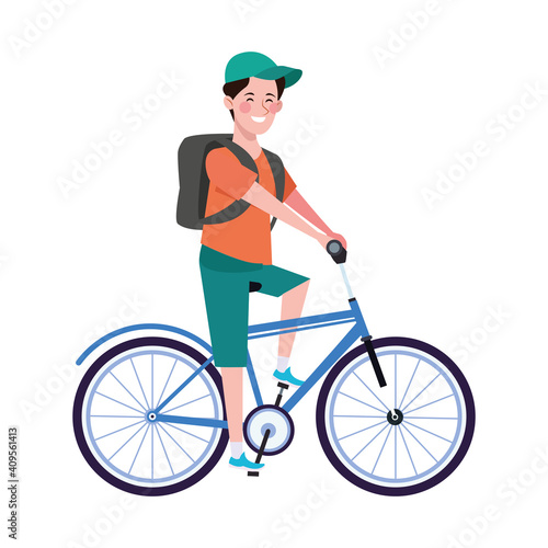 man in bicycle character healthy lifestyle