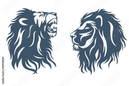Fototapeta Naklejka Na Ścianę i Meble -  Lion head logo set - vector illustration