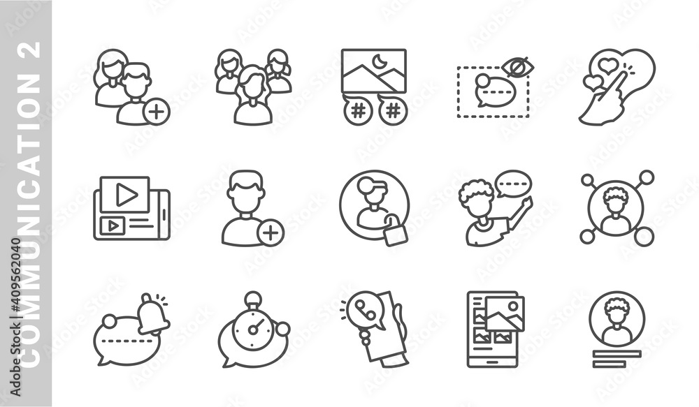 communication 2, elements of communication icon set. Outline Style. each icon made in 64x64 pixel