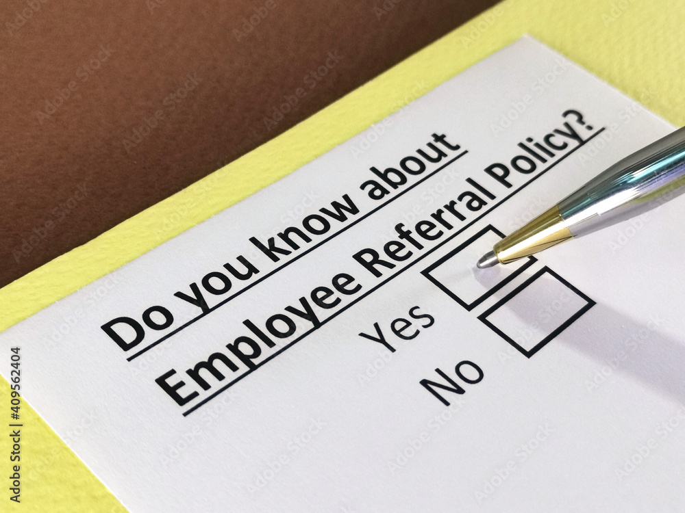 One person is answering question about employee referral policy. One person is answering question about employee referral policy.