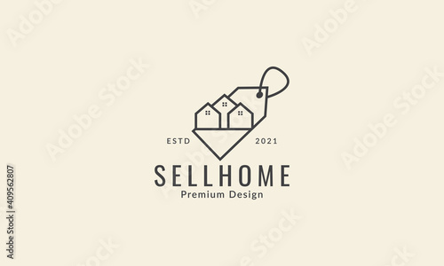 home or house or real estate marketing sale line logo symbol icon vector graphic design illustration