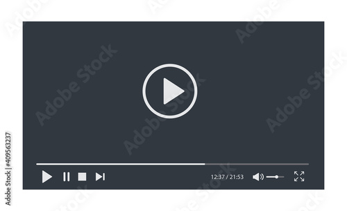 Video player interface isolated on white background. Video streaming template design for website and mobile apps. Vector illustration