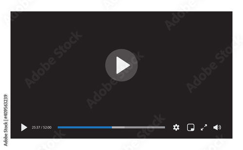 Video player interface isolated on white background. Video streaming template design for website and mobile apps. Vector illustration