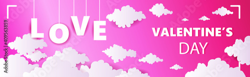 valentines day celebration love banner flyer or greeting card horizontal vector illustration