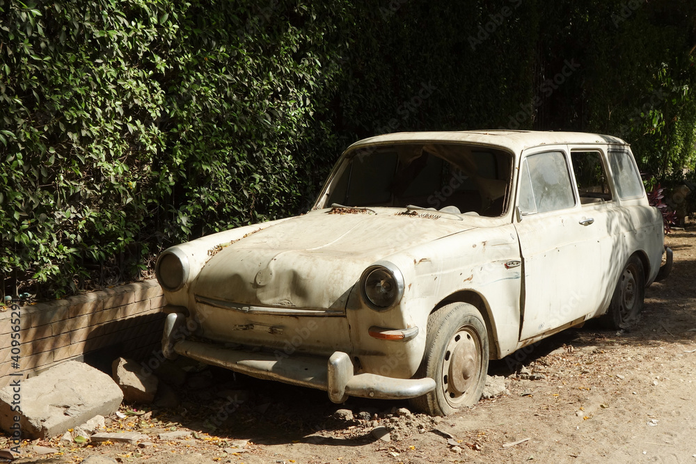 abandoned car at roadside - Cairo, Egypt