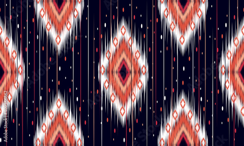Geometric ethnic oriental ikat pattern traditional Design for background
,carpet,wallpaper,clothing,wrapping,Batik,fabric,Vector illustration.embroidery style.