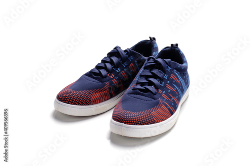 Blue fashion sneakers isolated on a white background