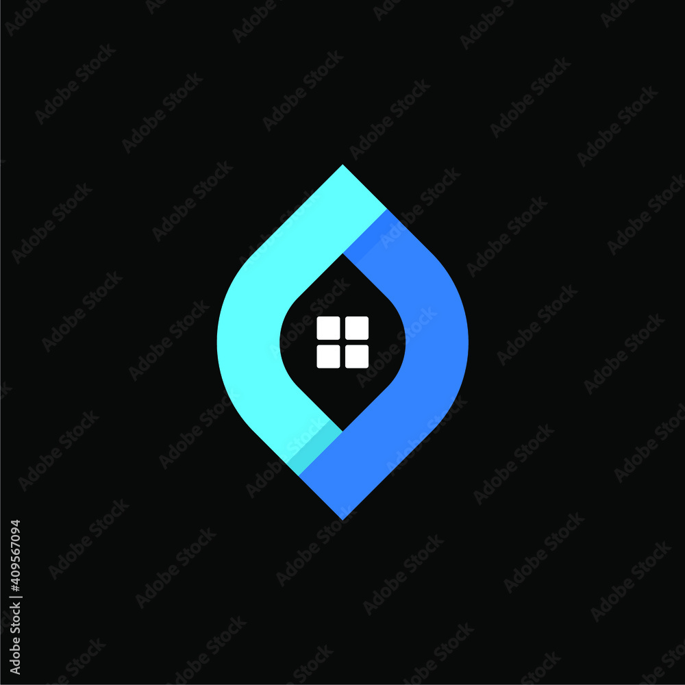 Fototapeta premium Leaf house window logo design