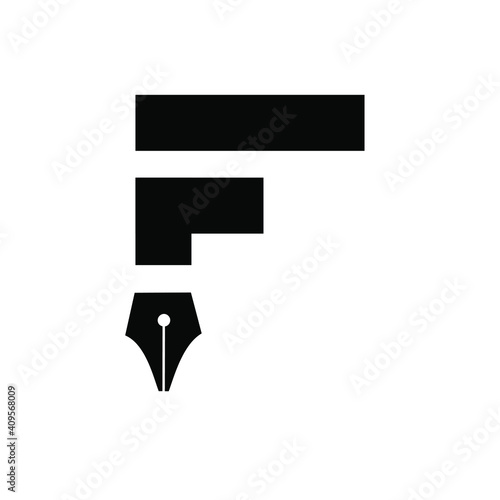 letter f pen logo icon design